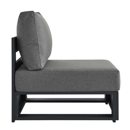 Tahoe Outdoor Patio Armless Chair powder-coated aluminum frame with gray cushion Modway on Tampa Home & Garden Store