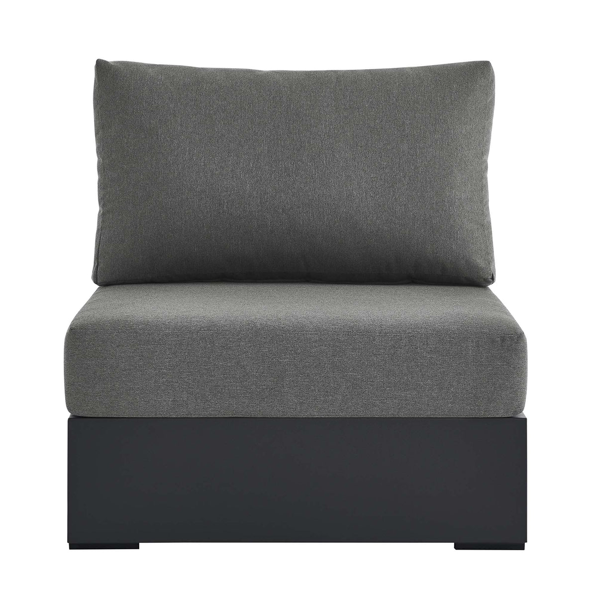 Tahoe outdoor modular armless chair cushions in dark gray fabric on black base by Modway on Tampa Home & Garden Store