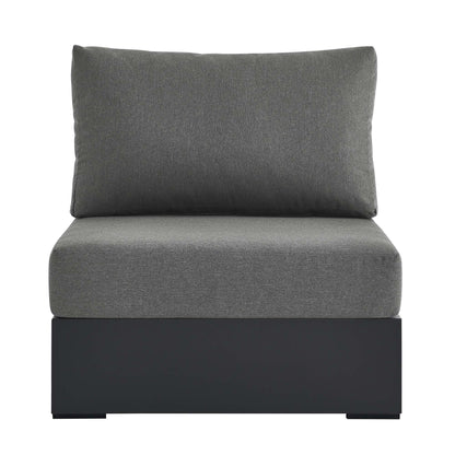 Tahoe outdoor modular armless chair cushions in dark gray fabric on black base by Modway on Tampa Home & Garden Store