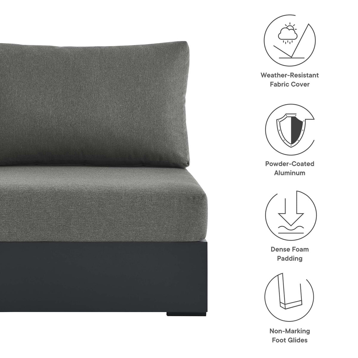 Tahoe Outdoor Chair in gray powder-coated aluminum with weather fabric cover by Modway on Tampa Home & Garden Store