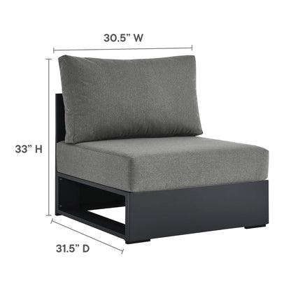 Tahoe armless outdoor patio chair with powder-coated aluminum frame and gray cushions by Modway on Tampa Home & Garden Store