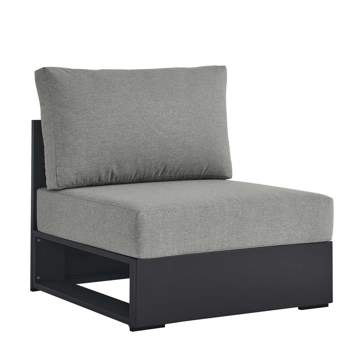 Tahoe outdoor modular armless chair with powder-coated aluminum frame and gray cushions on Tampa Home & Garden Store