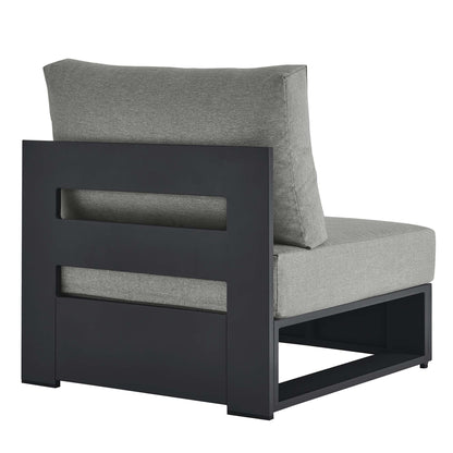 Tahoe Outdoor Modular Armless Chair by Modway, gray cushions on powder-coated black frame on Tampa Home & Garden Store