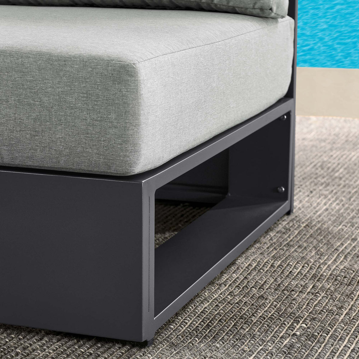 Tahoe outdoor armless chair with powder-coated aluminum frame and light gray cushion by Modway on Tampa Home & Garden Store
