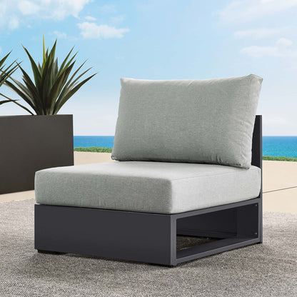 Tahoe outdoor modular armless chair in powder-coated aluminum with light gray cushions by Modway on Tampa Home & Garden Store