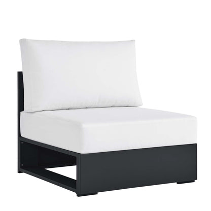 Tahoe Patio armless chair with white cushions and black powder-coated aluminum frame by Modway on Tampa Home & Garden Store