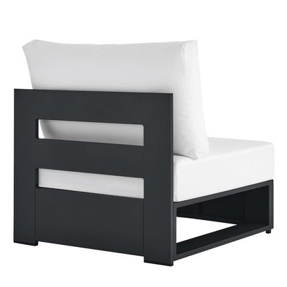Tahoe Outdoor Patio Powder-Coated Aluminum Modular Armless Chair with white cushions on Tampa Home & Garden Store