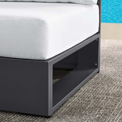 Tahoe outdoor armless chair with white cushion and black powder-coated aluminum frame on Tampa Home & Garden Store