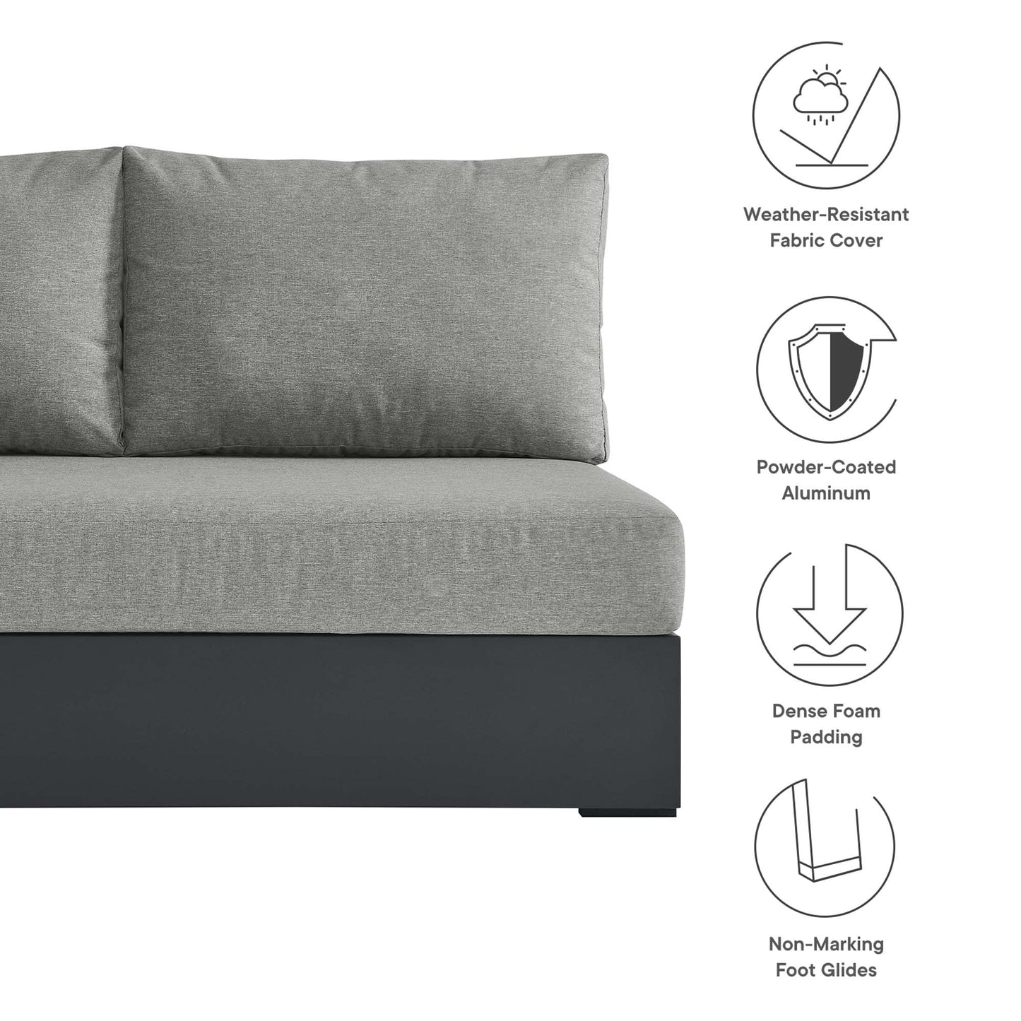 Tahoe Outdoor Patio Aluminum Left-Facing Loveseat