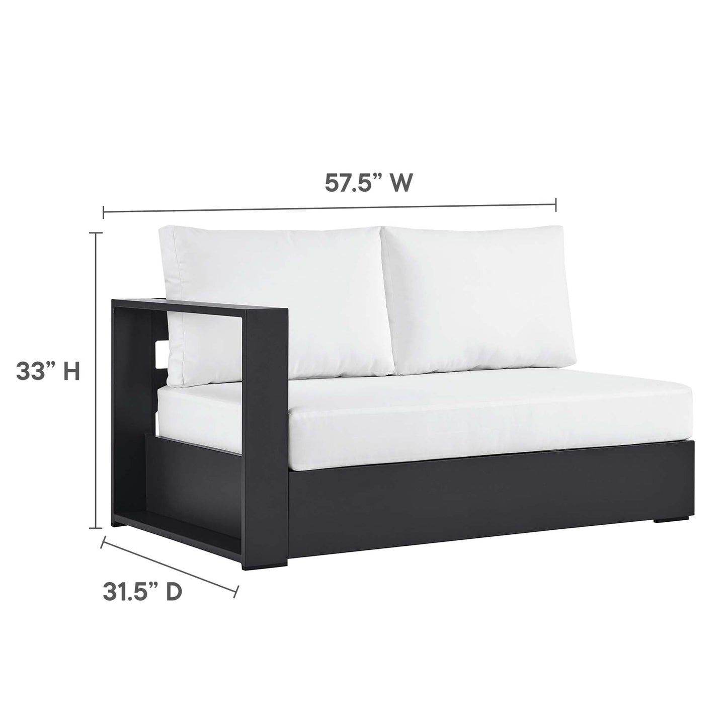 Tahoe Outdoor Patio Aluminum Left-Facing Loveseat