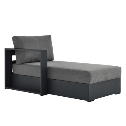 HouseOfZazla Tahoe left chaise lounge with powder-coated aluminum frame and gray cushions on Tampa Home & Garden Store