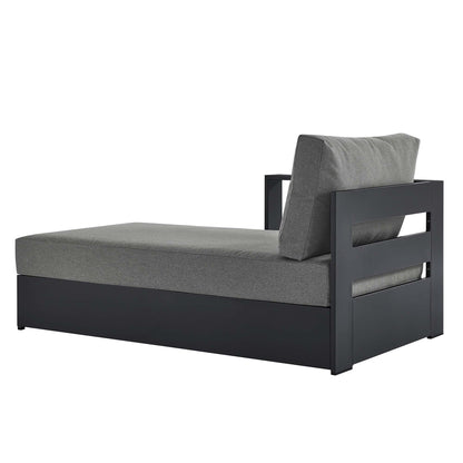 Tahoe Outdoor Patio Powder-Coated Aluminum Left-Facing Chaise Lounge with dark gray cushion on Tampa Home & Garden Store