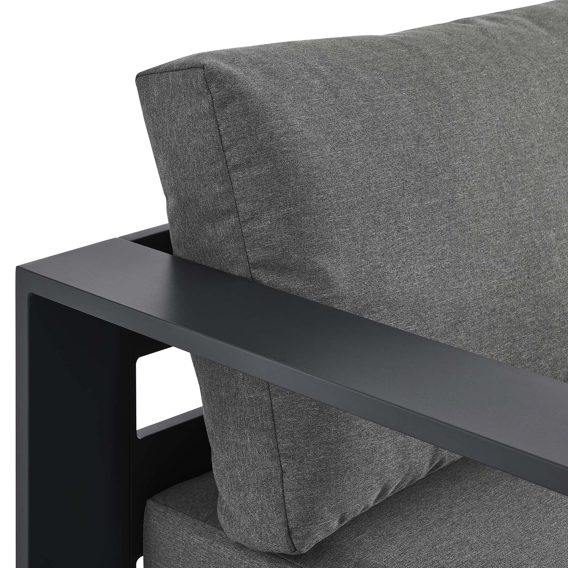 Tahoe outdoor left-facing chaise lounge in dark gray powder-coated aluminum on Tampa Home & Garden Store
