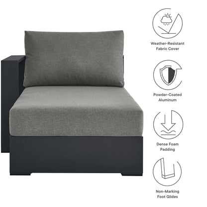 Tahoe Left-Facing Chaise Lounge with charcoal fabric and powder-coated aluminum frame on Tampa Home & Garden Store