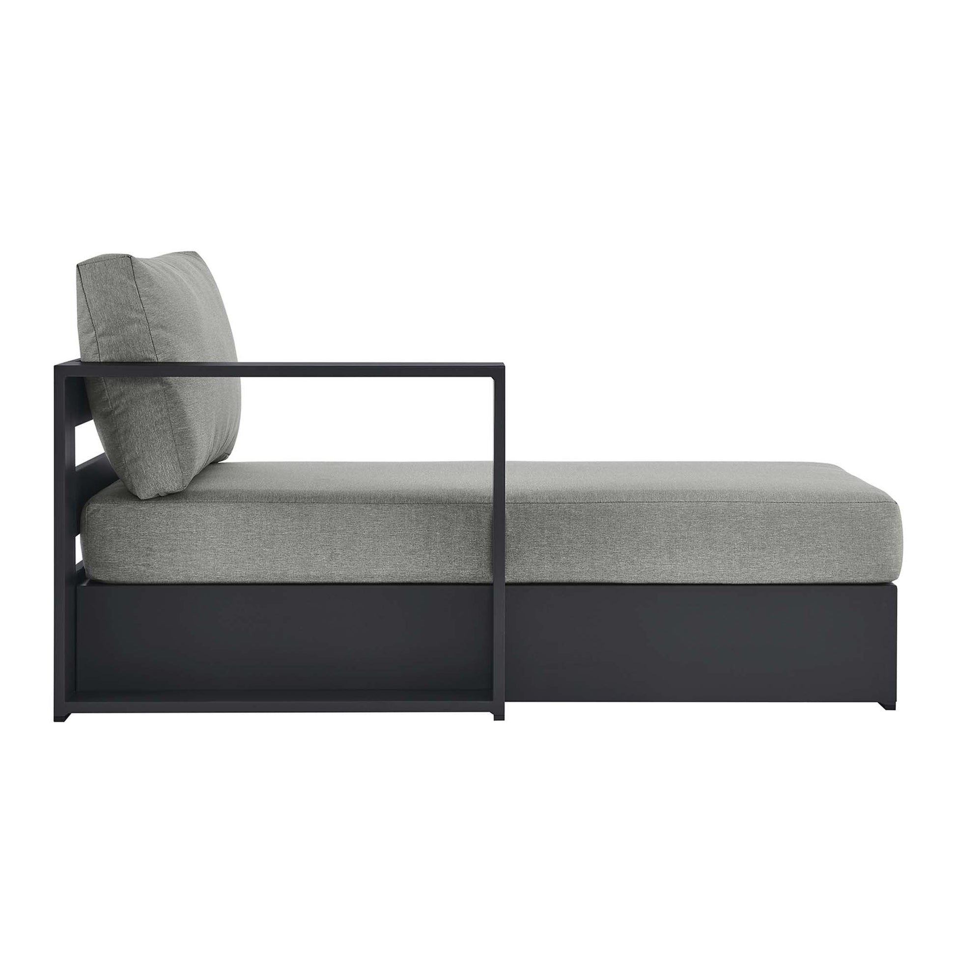 Tahoe left-facing chaise lounge with gray cushions and aluminum frame by HouseOfZazla on Tampa Home & Garden Store