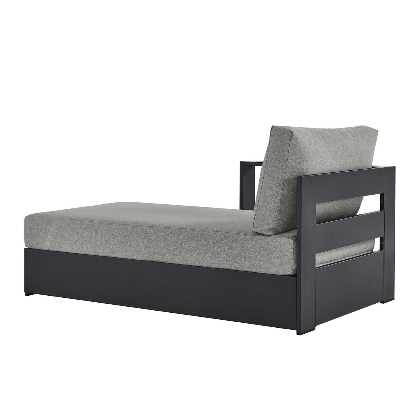 Tahoe Outdoor Patio Powder-Coated Aluminum Left-Facing Chaise Lounge gray cushions HouseOfZazla on Tampa Home & Garden Store