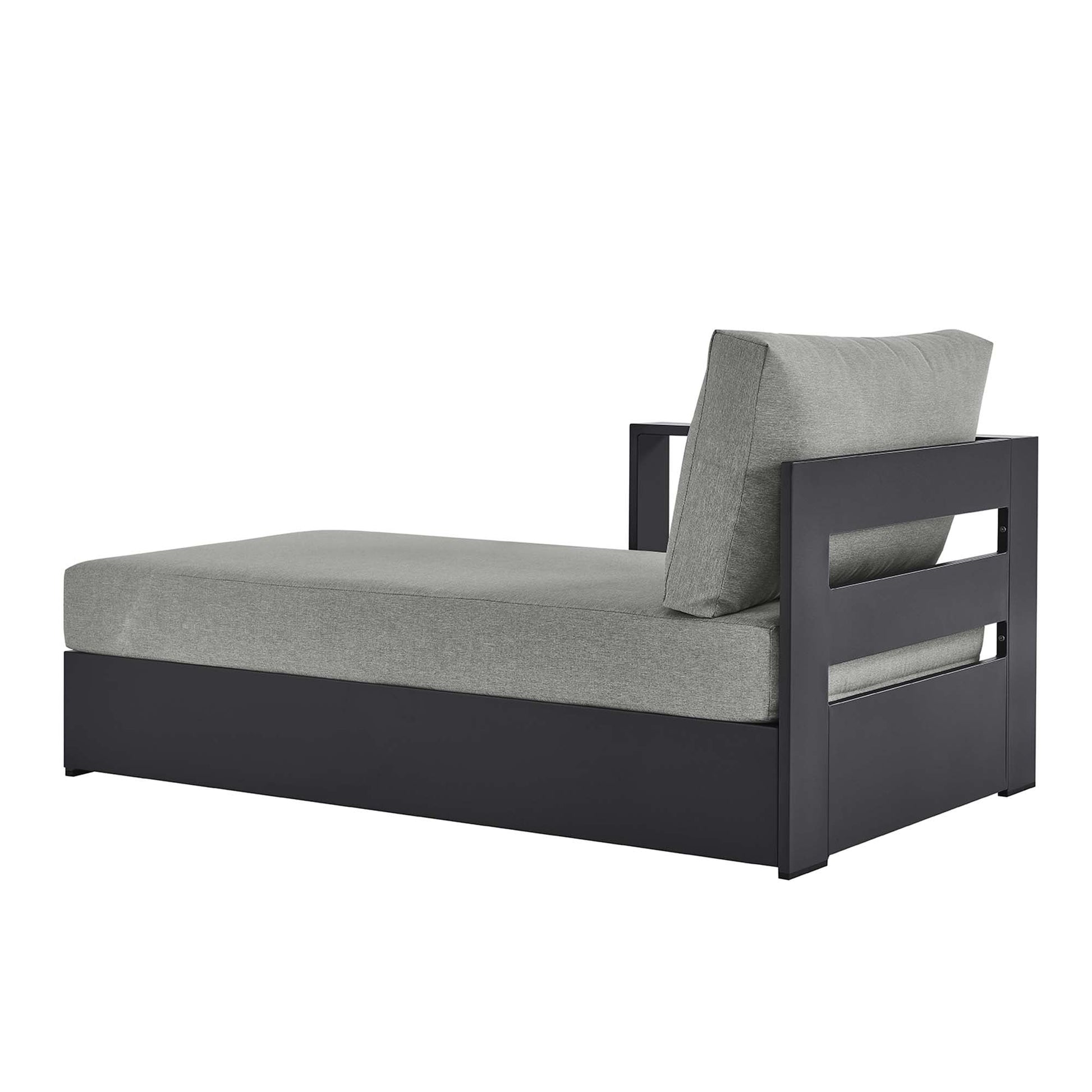 Tahoe Outdoor Patio Powder-Coated Aluminum Left-Facing Chaise Lounge gray cushions HouseOfZazla on Tampa Home & Garden Store