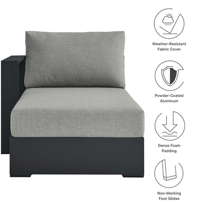 Tahoe Left-Facing Chaise Lounge by HouseOfZazla, powder-coated aluminum with gray fabric cushion on Tampa Home & Garden Store