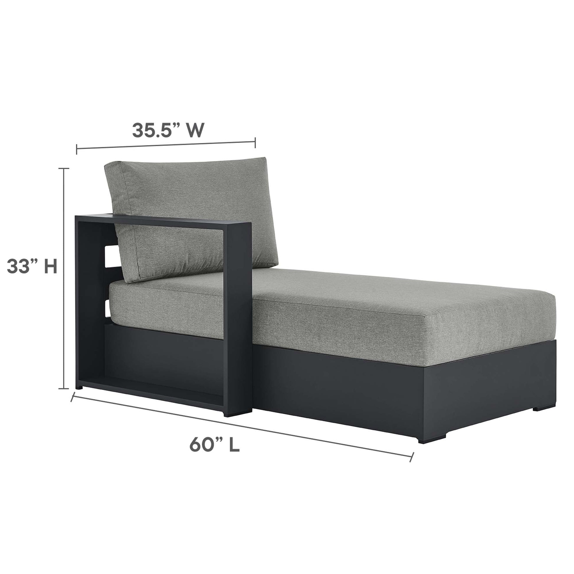 Tahoe Left-Facing Chaise Lounge in powder-coated aluminum with grey cushions HouseOfZazla on Tampa Home & Garden Store