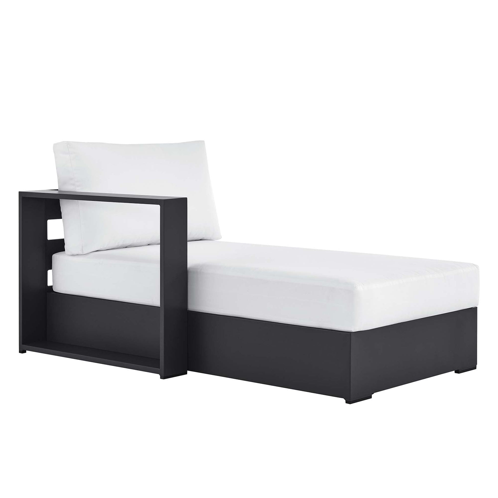 Tahoe Outdoor LeftFacing Chaise Lounge HouseOfZazla; black aluminum frame white cushions on Tampa Home & Garden Store