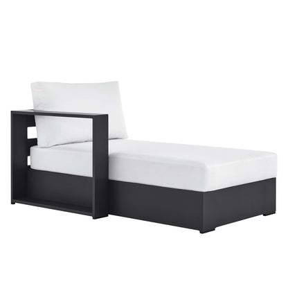Tahoe Outdoor LeftFacing Chaise Lounge HouseOfZazla; black aluminum frame white cushions on Tampa Home & Garden Store