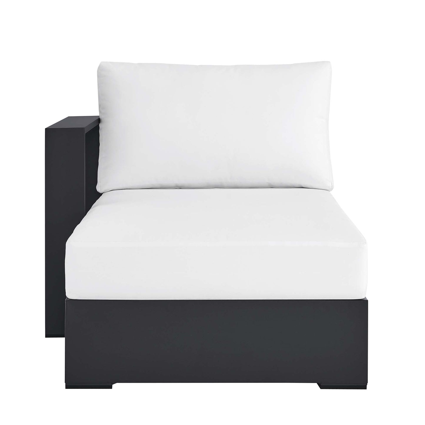 Tahoe Outdoor Patio Powder-Coated Aluminum Left-Facing Chaise Lounge with white cushions on Tampa Home & Garden Store