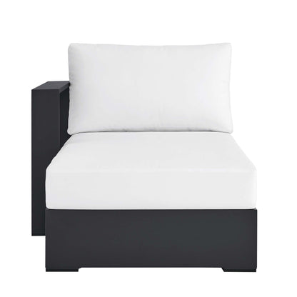 Tahoe Outdoor Patio Powder-Coated Aluminum Left-Facing Chaise Lounge with white cushions on Tampa Home & Garden Store