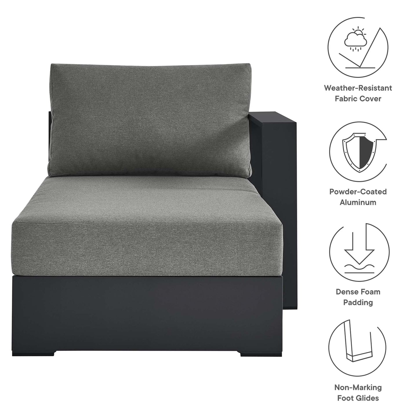 Tahoe Outdoor Patio Aluminum Right Chaise Lounge