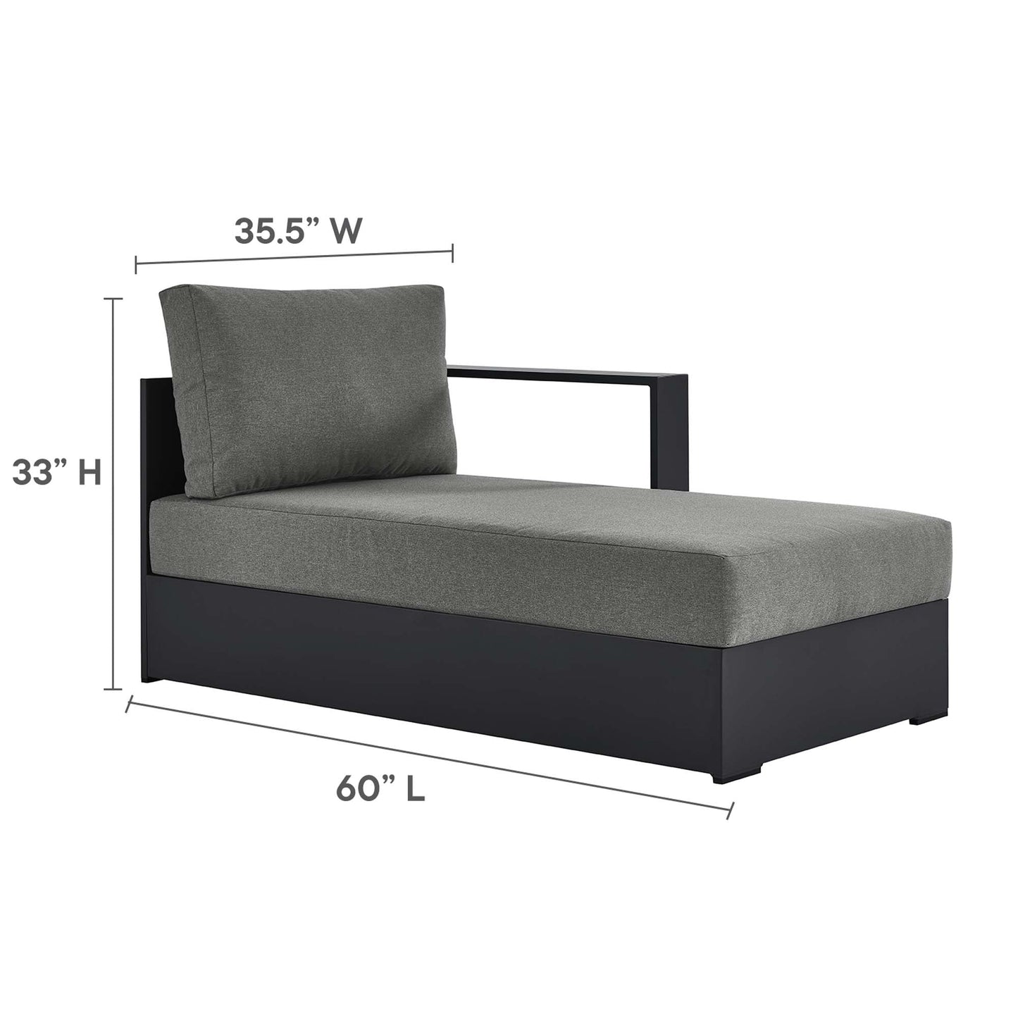 Tahoe Outdoor Patio Aluminum Right Chaise Lounge