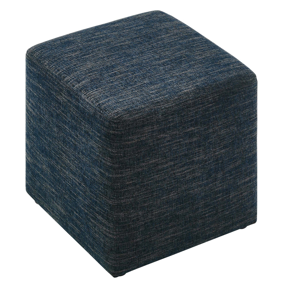 Callum 17in square woven heathered fabric upholstered ottoman in dark blue by Modway on Tampa Home & Garden Store