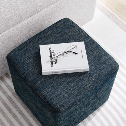 Callum 17-inch square woven heathered fabric upholstered ottoman in dark denim by Modway on Tampa Home & Garden Store