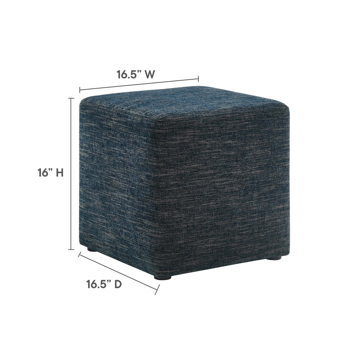 Callum 17in square woven heathered fabric upholstered ottoman in blue-gray by Modway on Tampa Home & Garden Store