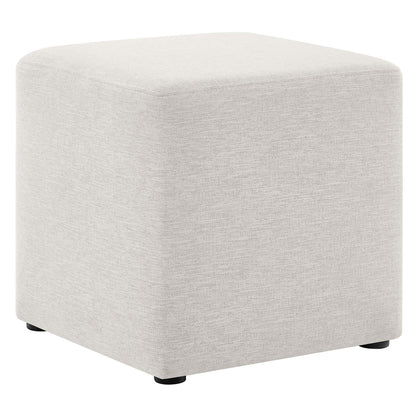 Callum 17in square woven heathered fabric ottoman light beige with black feet HouseOfZazla on Tampa Home & Garden Store