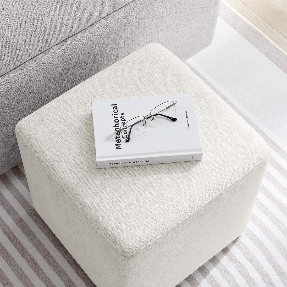 Modway Callum 17-inch square woven heathered fabric upholstered ottoman in light gray on Tampa Home & Garden Store