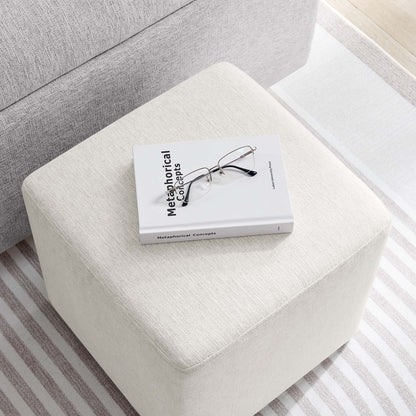 Modway Callum 17-inch square woven heathered fabric upholstered ottoman in light gray on Tampa Home & Garden Store