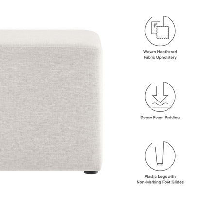 Callum 17in square woven heathered fabric upholstered ottoman in light beige by Modway on Tampa Home & Garden Store