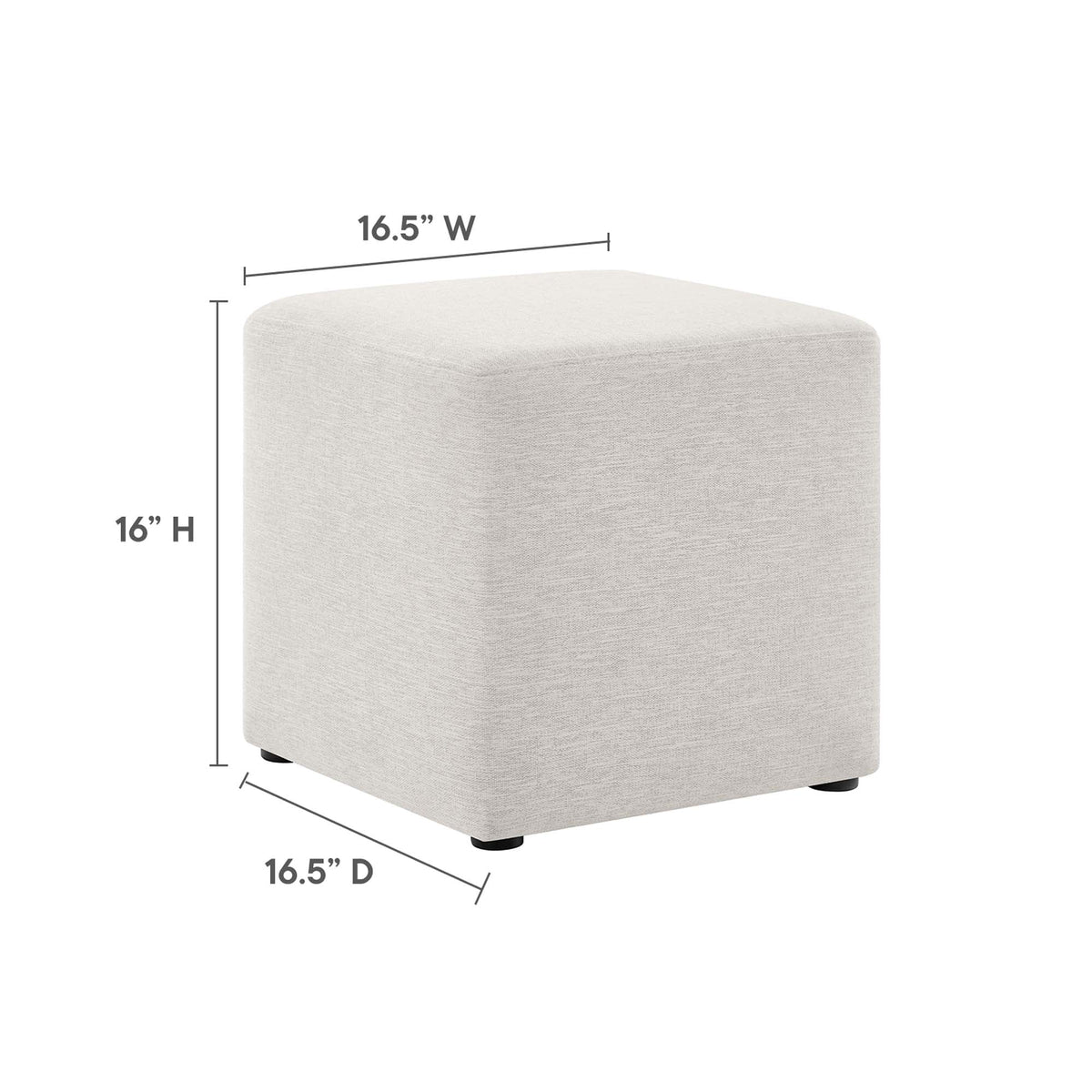 Callum 17in square woven heathered fabric upholstered ottoman in beige by Modway on Tampa Home & Garden Store