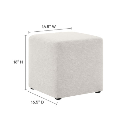 Callum 17in square woven heathered fabric upholstered ottoman in beige by Modway on Tampa Home & Garden Store