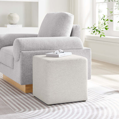 Callum 17in square woven heathered fabric ottoman by Modway in gray with wood base on Tampa Home & Garden Store