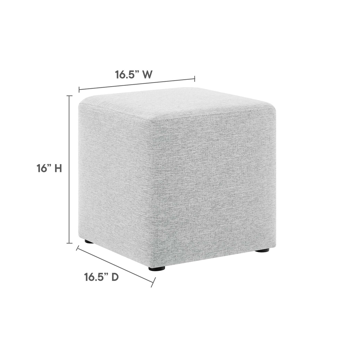 Callum 17in square woven heathered fabric ottoman by Modway, light gray upholstery on Tampa Home & Garden Store