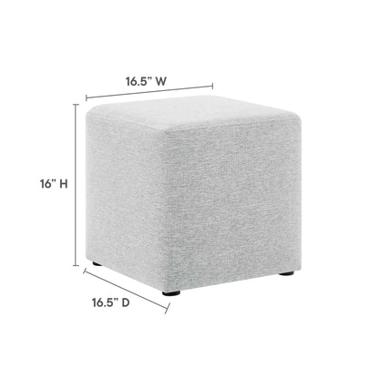 Callum 17in square woven heathered fabric ottoman by Modway, light gray upholstery on Tampa Home & Garden Store