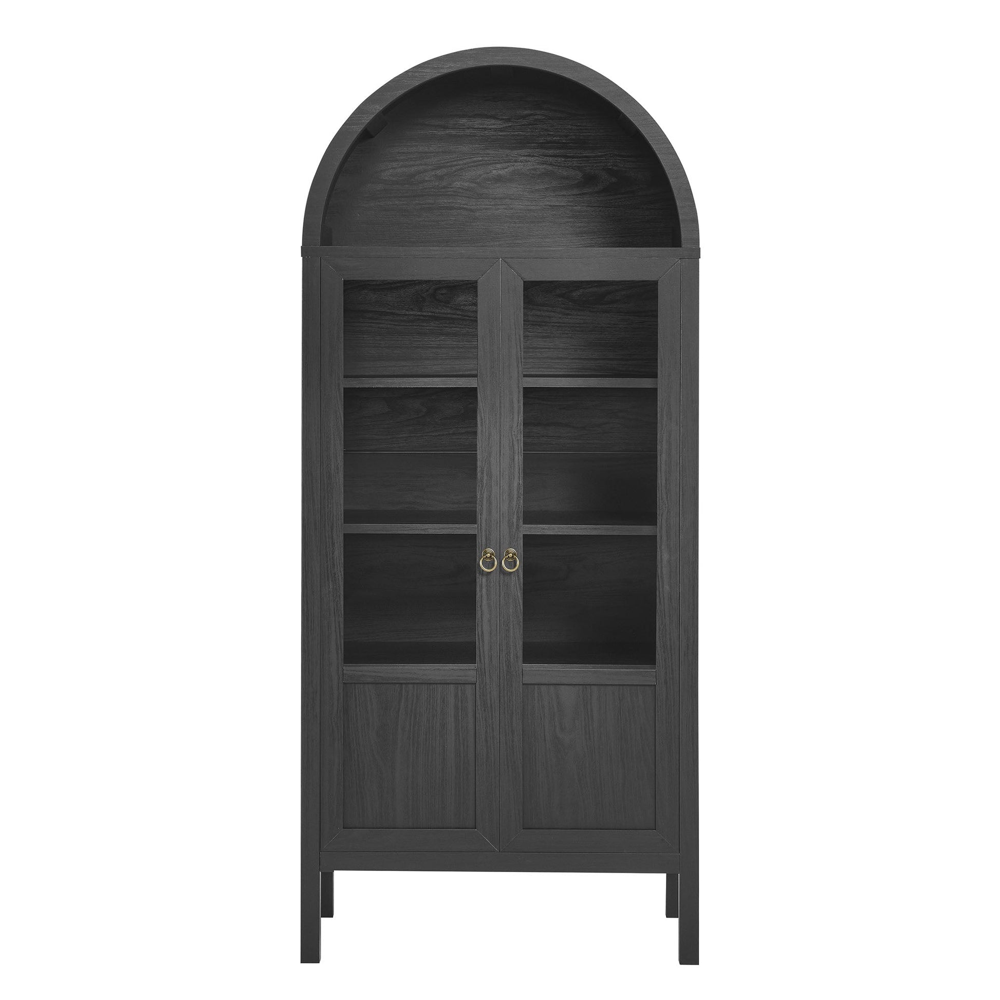 Tessa Tall Arched Display Cabinet by Modway in dark wood with gold ring pulls on Tampa Home & Garden Store