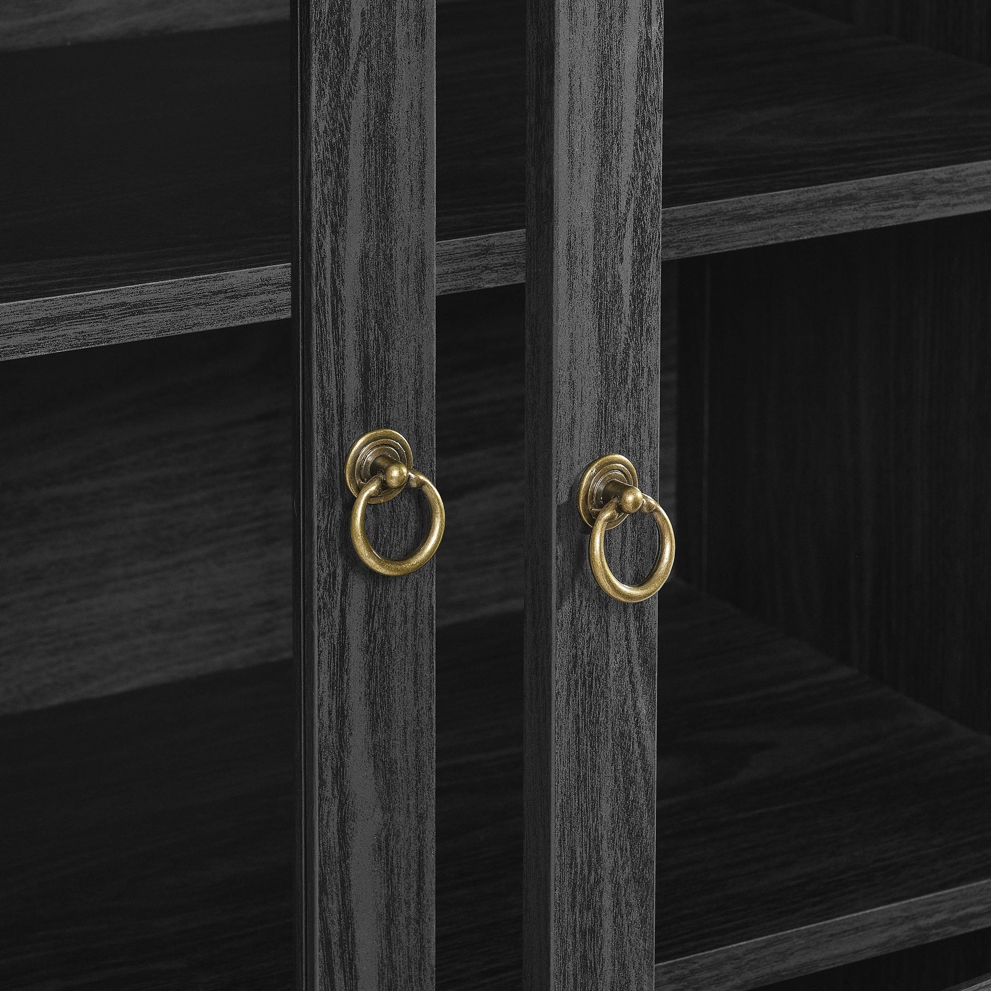 Tessa Tall Arched Storage Display Cabinet by Modway in dark wood with brass ring pulls on Tampa Home & Garden Store