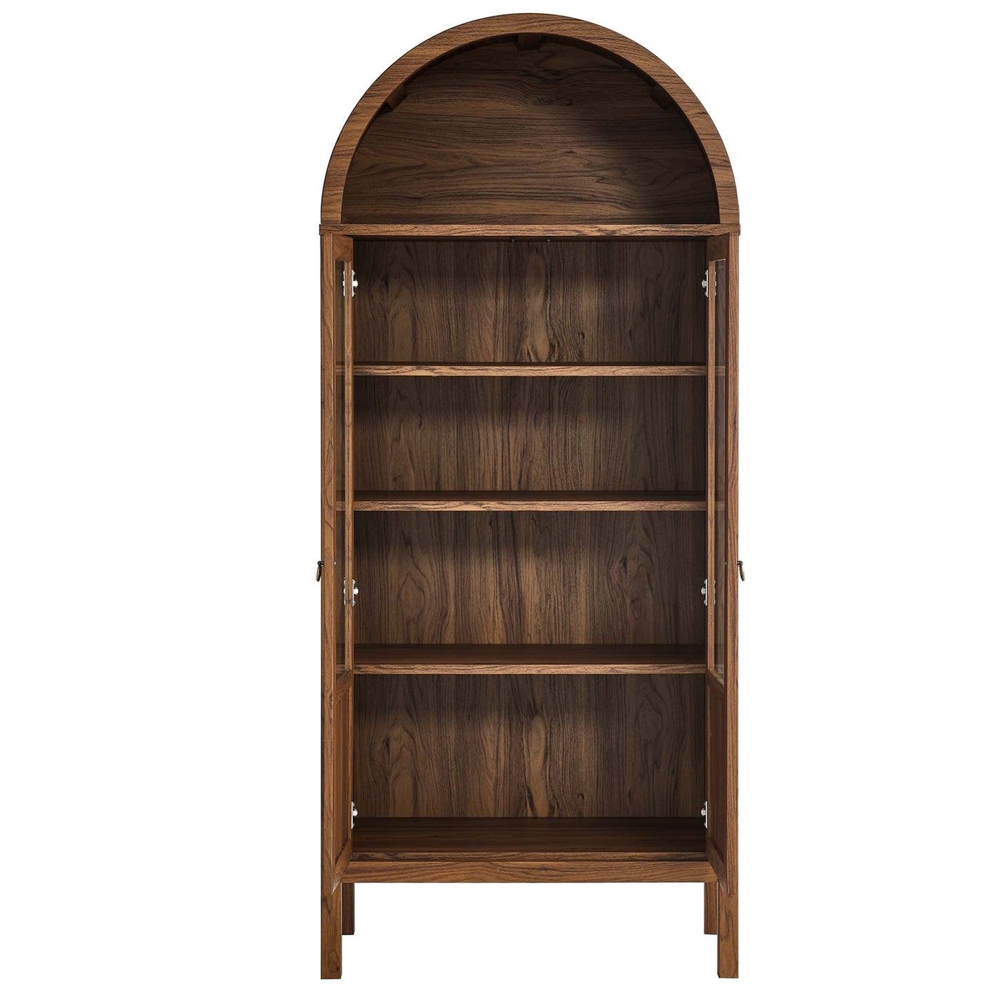 Tessa Tall Arched Storage Display Cabinet by Modway, warm wood veneer with open shelving on Tampa Home & Garden Store