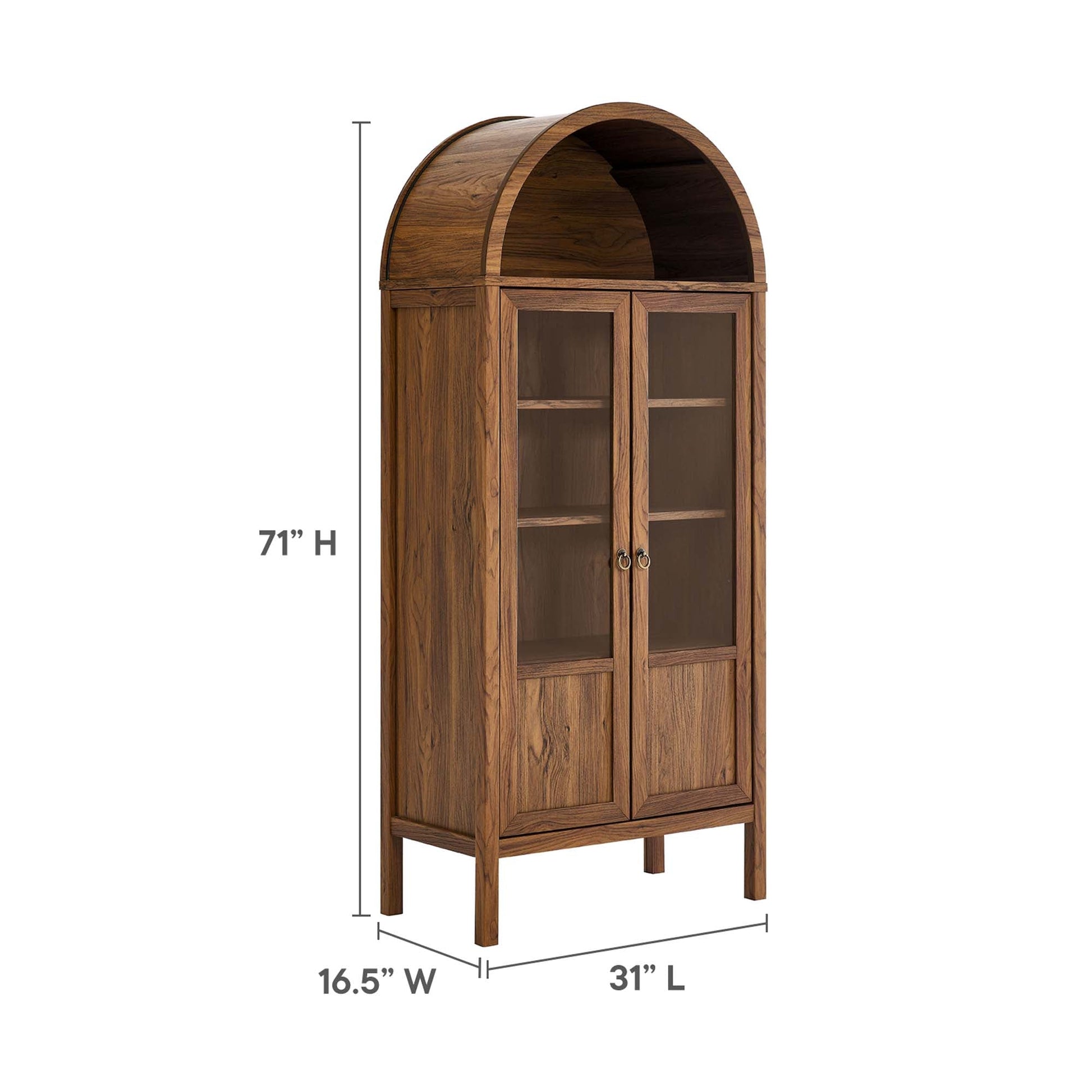 Tessa Tall Arched Storage Cabinet Modway wood finish with glass doors 71in tall on Tampa Home & Garden Store