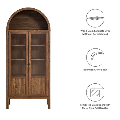 Tessa Tall Arched Display Cabinet wood laminate with tempered glass doors and ring pulls Modway on Tampa Home & Garden Store