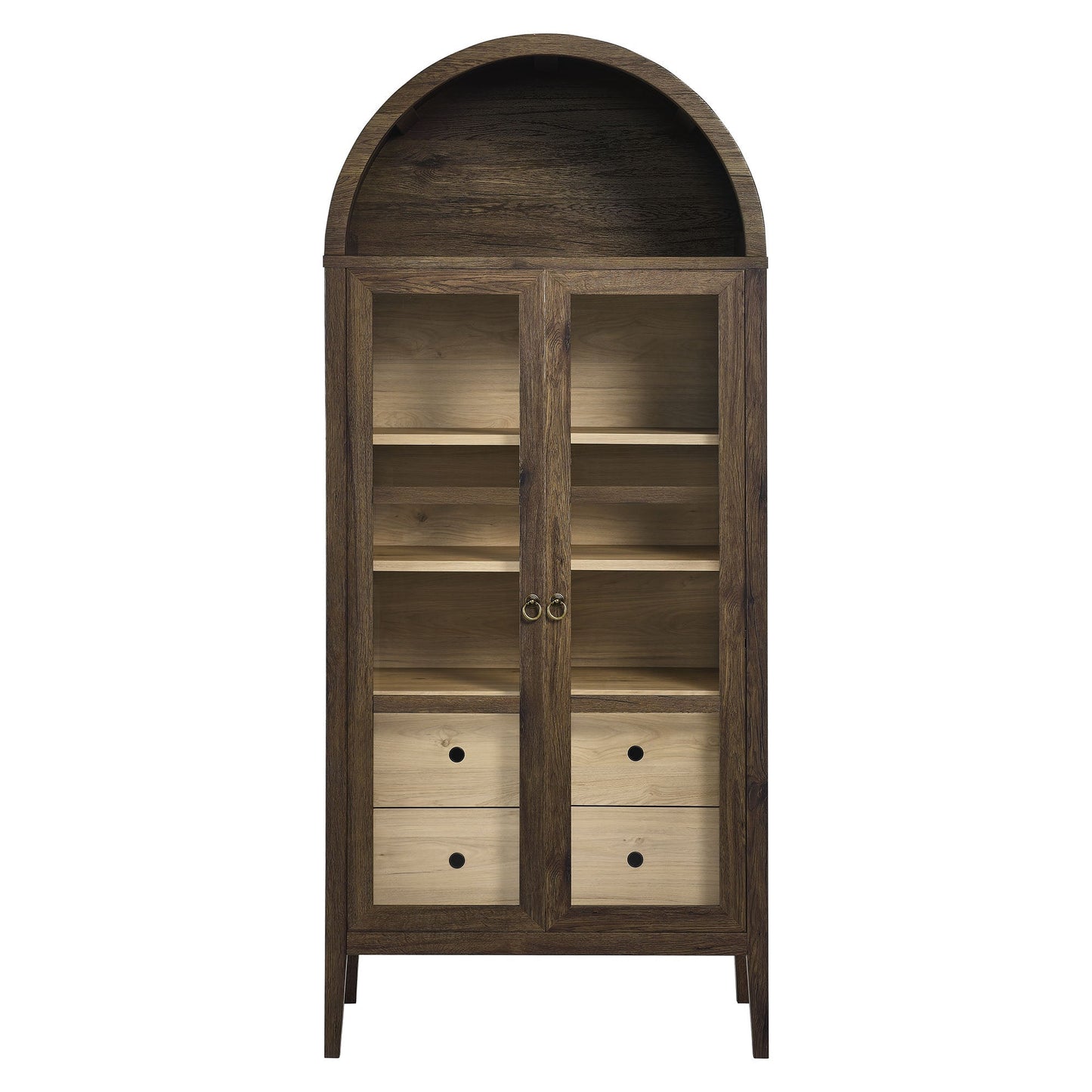 Nolan Tall Arched Display Cabinet dark walnut finish with glass-front doors by Modway on Tampa Home & Garden Store
