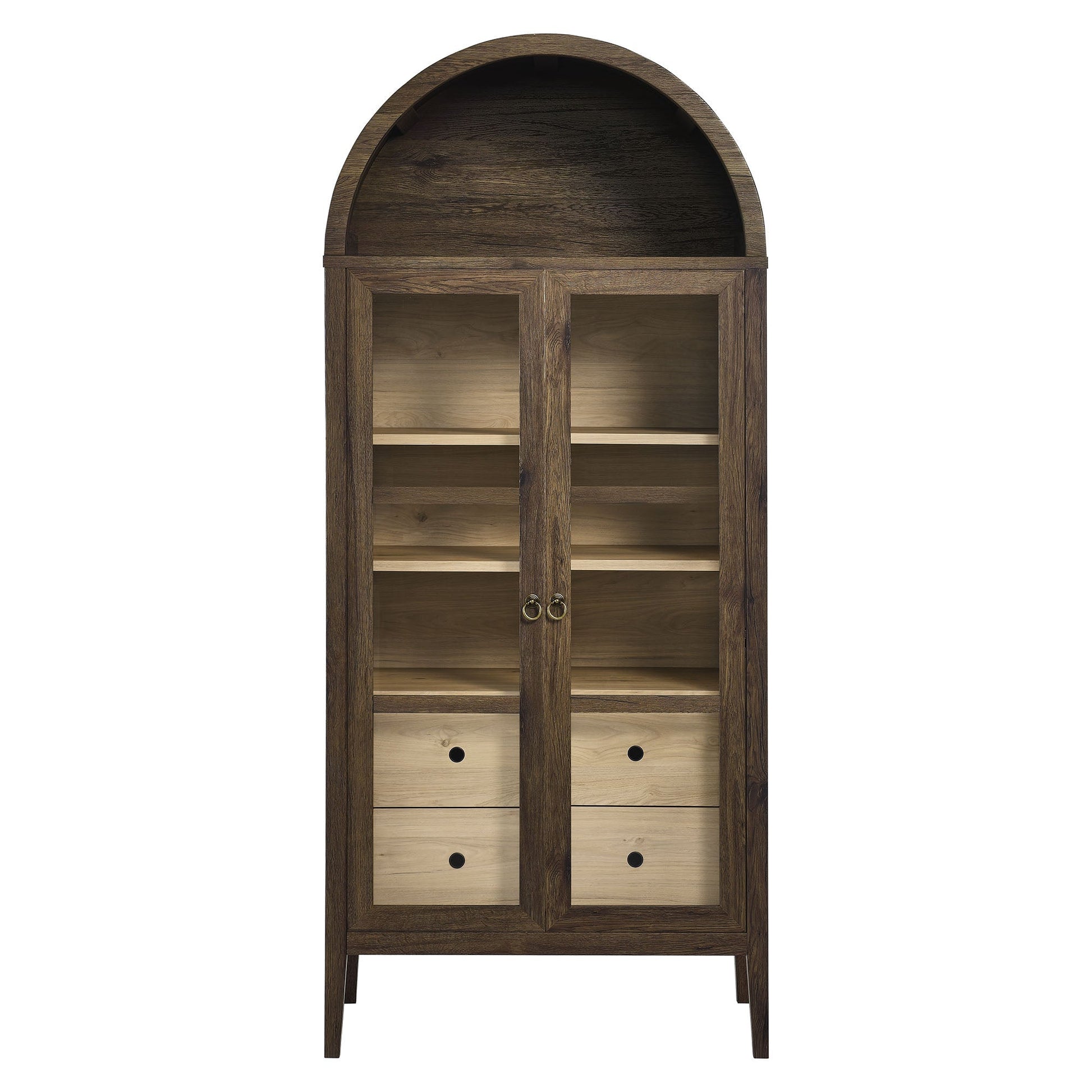 Nolan Tall Arched Display Cabinet dark walnut finish with glass-front doors by Modway on Tampa Home & Garden Store
