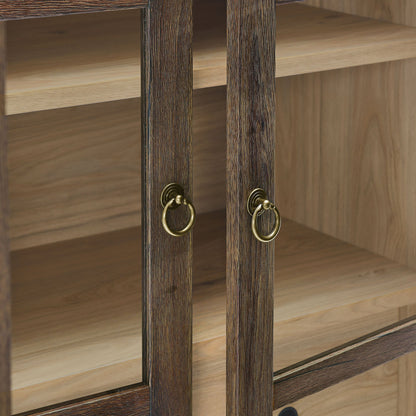 Nolan Tall Arched Storage Display Cabinet by Modway in dark wood with brass ring pulls on Tampa Home & Garden Store
