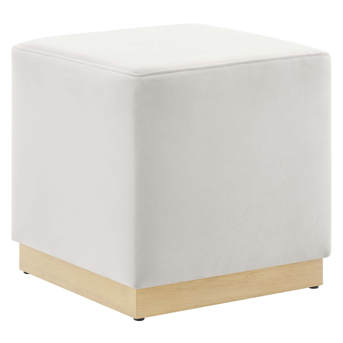 Tilden 17in square velvet ottoman by Modway, light gray fabric with wood base on Tampa Home & Garden Store
